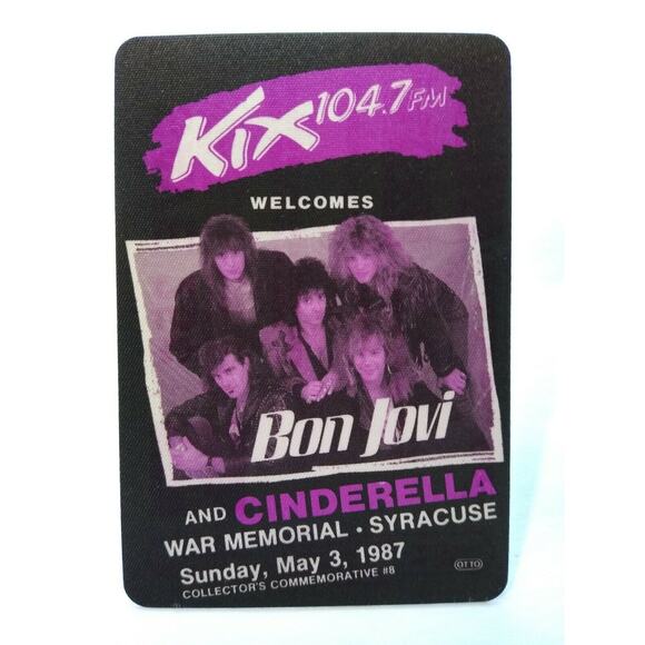 Bon Jovi Cinderella Backstage Concert Pass Original 1987 Hard Rock Music Kix FM - Picture 4 of 5